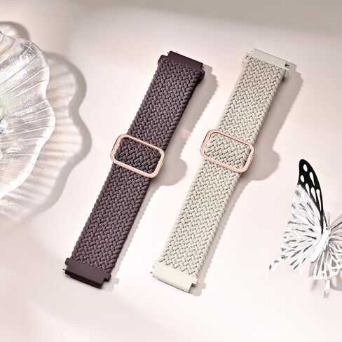 2 Pack Braided Elastic Band Compatible with Garmin Venu/Venu Sq/Garmin Vivoactive 3/ Vivoactive 3 Music/GarminActive 5,20mm Adjustable Watch Band Nylon Woven Replacement Straps Wristband for Garmin Venu 2 Plus Women Men in Saudi Arabia