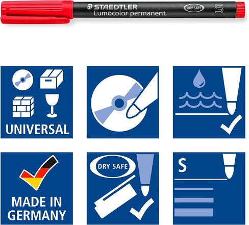 قلم Staedtler Lumocolor العالمي، طرف لباد، قلم تحديد دائم، صندوق مكون من 8 أقلام ألوان متنوعة، 0.4 مم 313 WP8 in Saudi Arabia