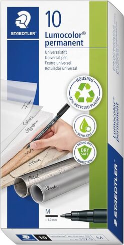 قلم Staedtler Lumocolor العالمي، طرف لباد، قلم تحديد دائم، صندوق مكون من 8 أقلام ألوان متنوعة، 0.4 مم 313 WP8 in Kuwait