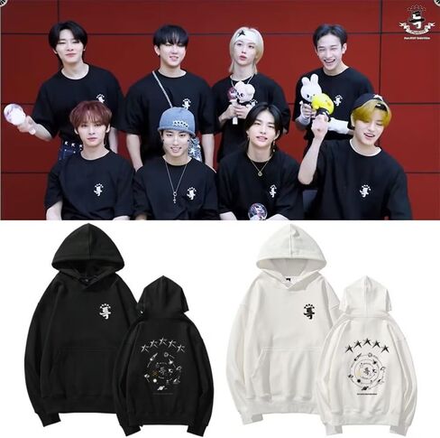 سترة KPOP Stray للأطفال بغطاء للرأس ألبوم جديد 5 نجوم سترة Jisung Felix Hyunjin Merch بلوفر للنساء والرجال in Saudi Arabia