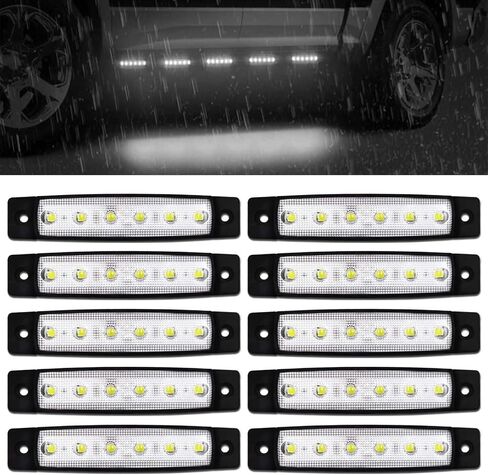 FXC 10x 3.8 6 LED Clearence Truck Bus Trailer Side Marker Indicators Light Tail Taillight Brake Stop Lamp 12V (Red5 Amber5) in Saudi Arabia