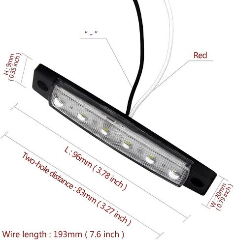 FXC 10x 3.8 6 LED Clearence Truck Bus Trailer Side Marker Indicators Light Tail Taillight Brake Stop Lamp 12V (Red5 Amber5) in Saudi Arabia