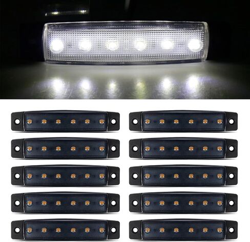 FXC 10x 3.8 6 LED Clearence Truck Bus Trailer Side Marker Indicators Light Tail Taillight Brake Stop Lamp 12V (Red5 Amber5) in Saudi Arabia