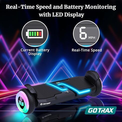 Gotrax MARS Hoverboard with 6.5" LED Wheels & Music Speaker, 5 Miles Range & Top 6.2mph by Dual 200W Motor, Speed & Battery LED Display, UL2272 Certified Self Balancing Scooters for Kids Adults(Black) in Saudi Arabia