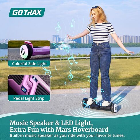 Gotrax MARS Hoverboard with 6.5" LED Wheels & Music Speaker, 5 Miles Range & Top 6.2mph by Dual 200W Motor, Speed & Battery LED Display, UL2272 Certified Self Balancing Scooters for Kids Adults(Black) in Saudi Arabia