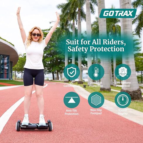 Gotrax MARS Hoverboard with 6.5" LED Wheels & Music Speaker, 5 Miles Range & Top 6.2mph by Dual 200W Motor, Speed & Battery LED Display, UL2272 Certified Self Balancing Scooters for Kids Adults(Black) in Saudi Arabia