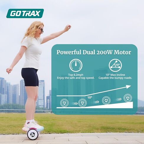 Gotrax MARS Hoverboard with 6.5" LED Wheels & Music Speaker, 5 Miles Range & Top 6.2mph by Dual 200W Motor, Speed & Battery LED Display, UL2272 Certified Self Balancing Scooters for Kids Adults(Black) in Saudi Arabia