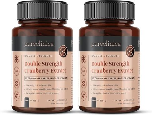pureclinica Ultra Concentrated Cranberry Extract 1000mg x 380 Tablets (2 Bottles of 180 Tablets – 1 Year Supply!) in Kuwait