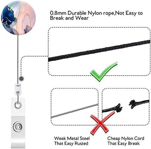 Retractable Badge Holders, Cute Nursing Badge Reel, Badge Clip ID Card Holders (3pack Pretty Marble) in Saudi Arabia