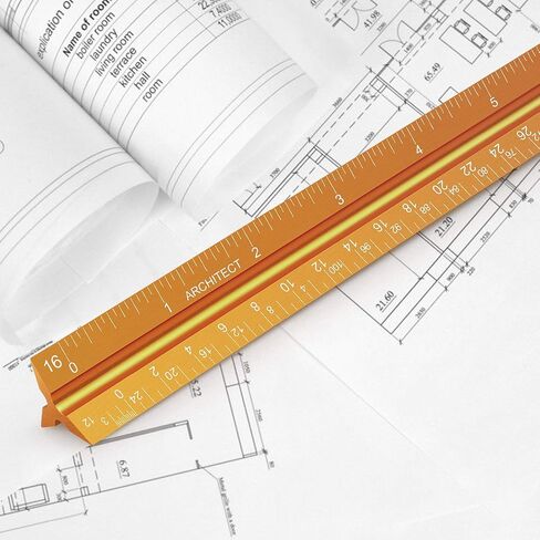مسطرة بمقياس معماري من الألومنيوم مقاس 12 بوصة مسطرة بمقياس ثلاثي للمهندسين المعماريين والرسامين والطلاب والمهندسين، ذهبي in Kuwait