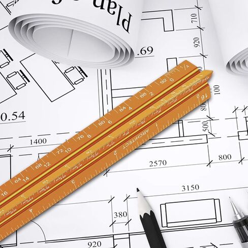 مسطرة بمقياس معماري من الألومنيوم مقاس 12 بوصة مسطرة بمقياس ثلاثي للمهندسين المعماريين والرسامين والطلاب والمهندسين، ذهبي in Kuwait