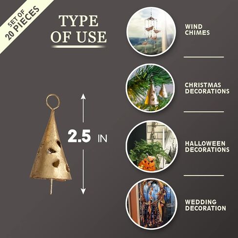Vintage Indian Tin Bells Christmas Tree Crafts Vintage Jingle Bell Wedding Patio Hanging Cow Bells Rustic Chime Decoration (DESIGN 1) in Kuwait