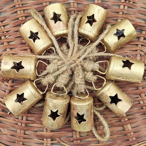 Vintage Indian Tin Bells Christmas Tree Crafts Vintage Jingle Bell Wedding Patio Hanging Cow Bells Rustic Chime Decoration (DESIGN 1) in Kuwait