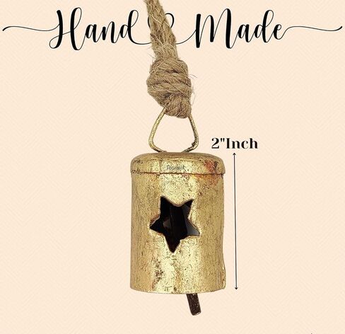 Vintage Indian Tin Bells Christmas Tree Crafts Vintage Jingle Bell Wedding Patio Hanging Cow Bells Rustic Chime Decoration (DESIGN 1) in Kuwait