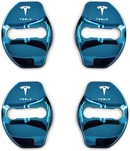 غطاء قفل باب السيارة من Fit Tesla Model 3 Model Y واقي عتبة الباب من الفولاذ المقاوم للصدأ لملحقات Tesla Model 3 Y (أحمر) in Saudi Arabia