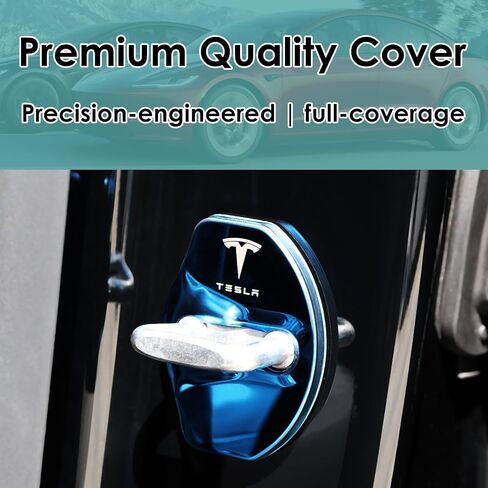 غطاء قفل باب السيارة من Fit Tesla Model 3 Model Y واقي عتبة الباب من الفولاذ المقاوم للصدأ لملحقات Tesla Model 3 Y (أحمر) in Saudi Arabia
