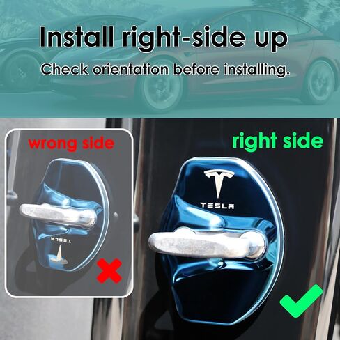 غطاء قفل باب السيارة من Fit Tesla Model 3 Model Y واقي عتبة الباب من الفولاذ المقاوم للصدأ لملحقات Tesla Model 3 Y (أحمر) in Saudi Arabia