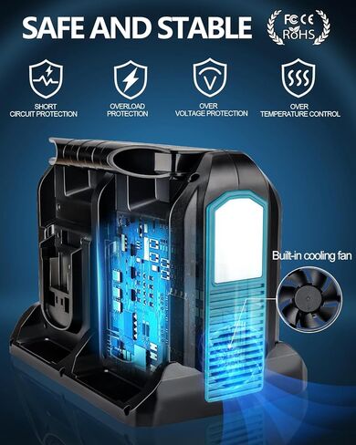 محول طاقة 350 واط لبطارية ماكيتا 18 فولت، 4 منافذ تيار مستمر 18 فولت إلى تيار متردد 110-120 فولت عاكس بطارية مع 3 منافذ USB-A، 1 منفذ USB-C، ضوء LED 300 لومن للتخييم في الهواء الطلق والسفر والصيد في حالات الطوارئ (أداة فقط) in Kuwait