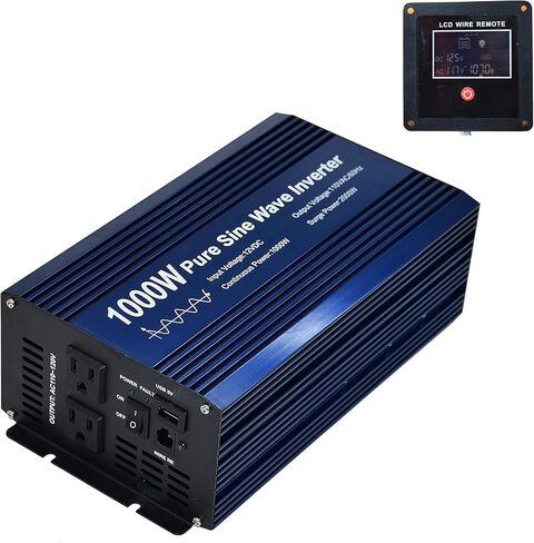 Fit4Less Pure Sine Wave Power Inverter 1000W DC12V to AC 110V with Dual sockets and USB, LCD Remote kit. (1000W) in Saudi Arabia