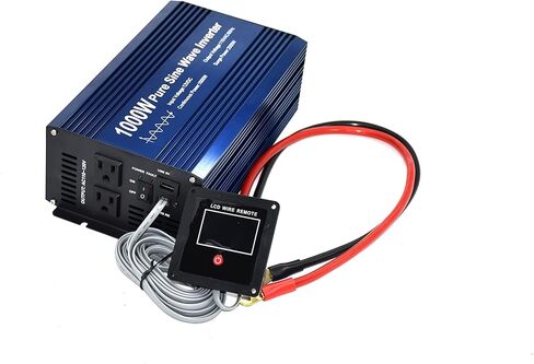 Fit4Less Pure Sine Wave Power Inverter 1000W DC12V to AC 110V with Dual sockets and USB, LCD Remote kit. (1000W) in Saudi Arabia