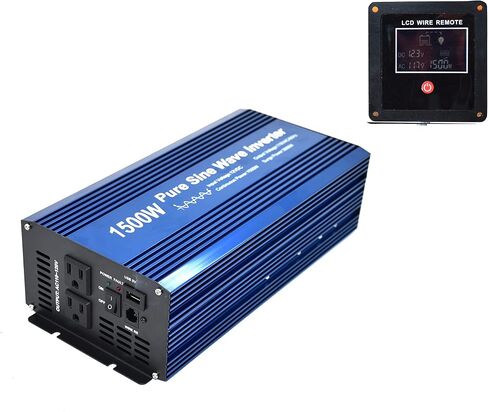 Fit4Less Pure Sine Wave Power Inverter 1000W DC12V to AC 110V with Dual sockets and USB, LCD Remote kit. (1000W) in Saudi Arabia