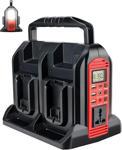 محول طاقة 350 واط لبطارية Craftsman 20v V20، 4 منافذ DC 20V إلى AC 110-120V عاكس بطارية مع 3 منافذ USB-A، 1 منفذ USB-C، ضوء LED 300lm للتخييم في الهواء الطلق والسفر في حالات الطوارئ (الأداة فقط) in Kuwait