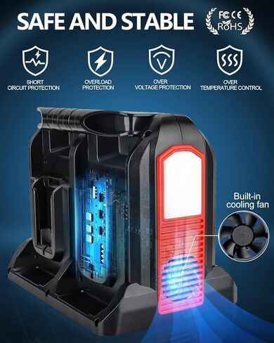 محول طاقة 350 واط لبطارية Craftsman 20v V20، 4 منافذ DC 20V إلى AC 110-120V عاكس بطارية مع 3 منافذ USB-A، 1 منفذ USB-C، ضوء LED 300lm للتخييم في الهواء الطلق والسفر في حالات الطوارئ (الأداة فقط) in Kuwait