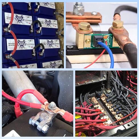 4 كابل بطارية AWG 600 فولت 392 درجة فهرنهايت كابلات عاكسة للبطارية النحاسية المعلبة مع عروات 3/8 في كلا الطرفين سلك عاكس الطاقة للسيارات والبحرية الشمسية والقوارب وRV (أحمر وأسود 1 قدم) in Kuwait