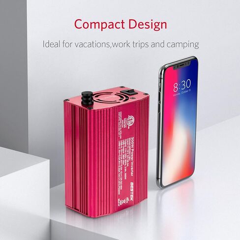 Bestek 300 واط عاكس طاقة السيارة، تيار مستمر 12 فولت إلى 110 فولت تيار متردد مع USB-C PD 30 واط محول قابس السيارة مع منافذ USB QC3.0 متعددة الحماية شاحن سيارة عاكس الطاقة للمركبات in Saudi Arabia