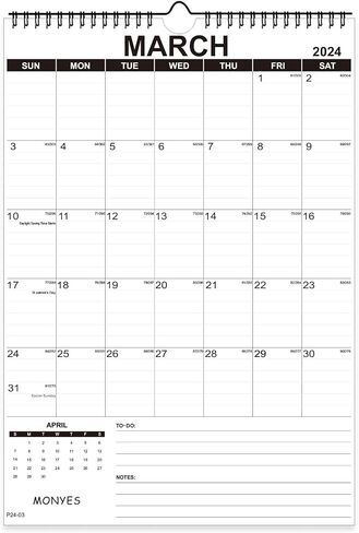 MONYES 2024-2025 Wall Calendar, 17" x 12" Academic Desk Calendar, 18 Months Wirebound Calendar in Saudi Arabia