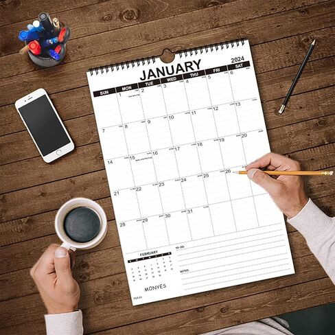 MONYES 2024-2025 Wall Calendar, 17" x 12" Academic Desk Calendar, 18 Months Wirebound Calendar in Saudi Arabia