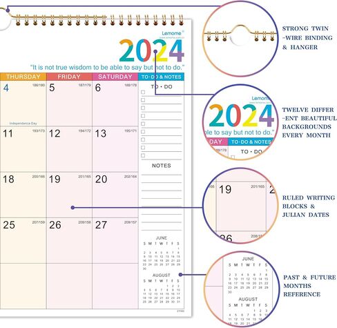 Wall Calendar 2024-2025 - Monthly Calendar July 2024 - December 2025, 14.8 x 11.4 Inches, 2024-2025 Wall Calendar with Julian Date, Perfect for Organizing in Saudi Arabia