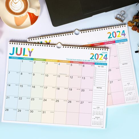 Wall Calendar 2024-2025 - Monthly Calendar July 2024 - December 2025, 14.8 x 11.4 Inches, 2024-2025 Wall Calendar with Julian Date, Perfect for Organizing in Saudi Arabia