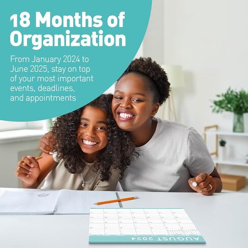 S&O Teal Magnetic Fridge Calendar from January 2024-June 2025 - Tear-Off Refrigerator Calendar to Track Events & Appointments - 18 Month Magnetic Calendar for Fridge for Easy Planning-8"x10" in. in Saudi Arabia