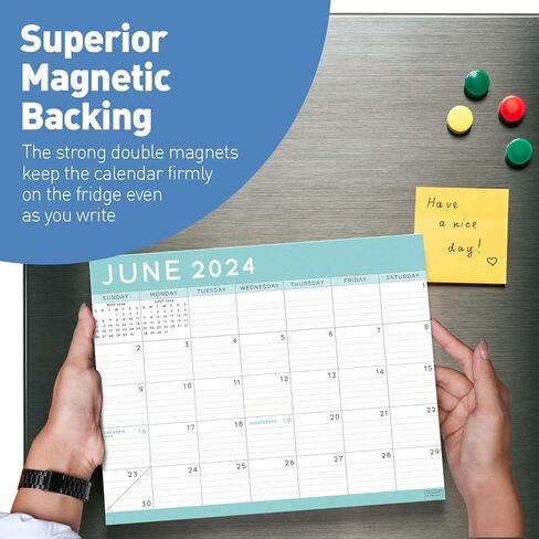 S&O Teal Magnetic Fridge Calendar from January 2024-June 2025 - Tear-Off Refrigerator Calendar to Track Events & Appointments - 18 Month Magnetic Calendar for Fridge for Easy Planning-8"x10" in. in Saudi Arabia