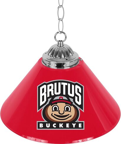 Trademark Gameroom Pendant Light - Ohio State University Brutus 14-Inch Single Hanging Lamp with Pull Chain for Bar, Garage, or Man Cave Accessories in Saudi Arabia