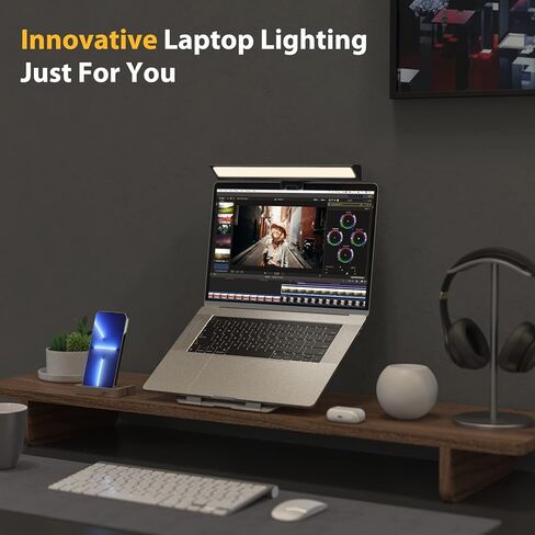 شريط ضوء شاشة الكمبيوتر المحمول Quntis، شريط ضوء شاشة الكمبيوتر المحمول مع التعتيم التلقائي، التحكم باللمس و4 درجات حرارة ألوان قابلة للتعديل، بدون وهج الشاشة، العناية بالعين، توفير المساحة، محمول للمكتب/السفر/المنزل in Kuwait