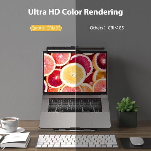 شريط ضوء شاشة الكمبيوتر المحمول Quntis، شريط ضوء شاشة الكمبيوتر المحمول مع التعتيم التلقائي، التحكم باللمس و4 درجات حرارة ألوان قابلة للتعديل، بدون وهج الشاشة، العناية بالعين، توفير المساحة، محمول للمكتب/السفر/المنزل in Kuwait