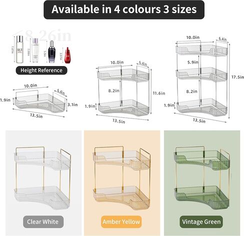 YCIA&DONE Corner Counter Bathroom Organizer Countertop, 3 Tiers Cosmetic Perfume Tray, Vanity Organizer for Makeup, Skincare, Clear Corner Rack for Bedroom, Bathroom, Kitchen(Smoky Gray) in Saudi Arabia