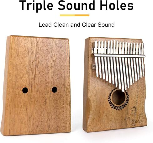 كاليمبا، بيانو الإبهام 17 مفتاحًا محمولًا، بيانو إصبع مبيرا من خشب الماهوجني مع حقيبة مطرقة لحن، هدايا للأطفال والكبار المبتدئين in Kuwait