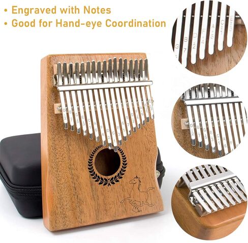 كاليمبا، بيانو الإبهام 17 مفتاحًا محمولًا، بيانو إصبع مبيرا من خشب الماهوجني مع حقيبة مطرقة لحن، هدايا للأطفال والكبار المبتدئين in Kuwait