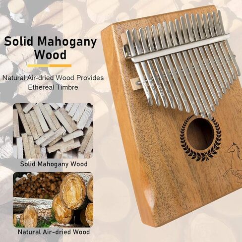 كاليمبا، بيانو الإبهام 17 مفتاحًا محمولًا، بيانو إصبع مبيرا من خشب الماهوجني مع حقيبة مطرقة لحن، هدايا للأطفال والكبار المبتدئين in Kuwait