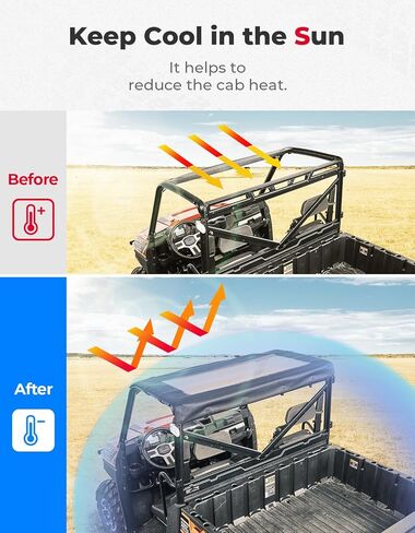 KEMIMOTO سقف علوي من القماش ذو 3 مقاعد مقاوم للماء متوافق مع Polaris Ranger XP 1000 2017-2024/2020-2024 Ranger 1000/2013+ Polaris Ranger 900 Sunshade Soft Top Accessories in Kuwait