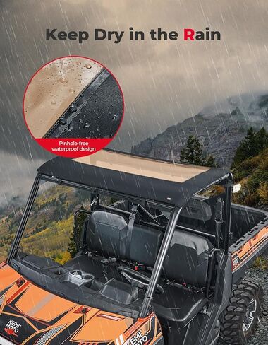 KEMIMOTO سقف علوي من القماش ذو 3 مقاعد مقاوم للماء متوافق مع Polaris Ranger XP 1000 2017-2024/2020-2024 Ranger 1000/2013+ Polaris Ranger 900 Sunshade Soft Top Accessories in Kuwait