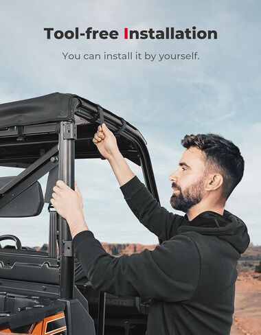 KEMIMOTO سقف علوي من القماش ذو 3 مقاعد مقاوم للماء متوافق مع Polaris Ranger XP 1000 2017-2024/2020-2024 Ranger 1000/2013+ Polaris Ranger 900 Sunshade Soft Top Accessories in Kuwait