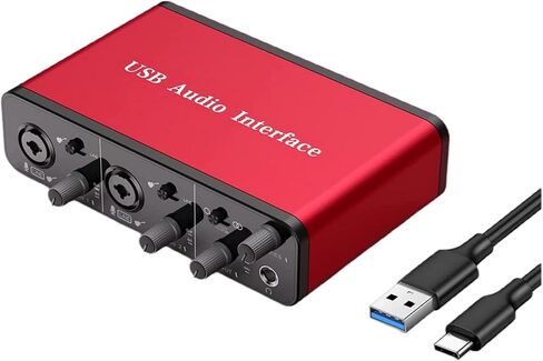 واجهة صوت USB لتسجيل الموسيقى، واجهة XLR مع طاقة فانتوم 48 فولت، TRS متوازن مع مضخم صوت سماعة الرأس، مكبر صوت ميكروفون AudioBox Preamps 48 فولت 2 قناة للكمبيوتر الشخصي/Win/Mac والبث الصوتي in Saudi Arabia