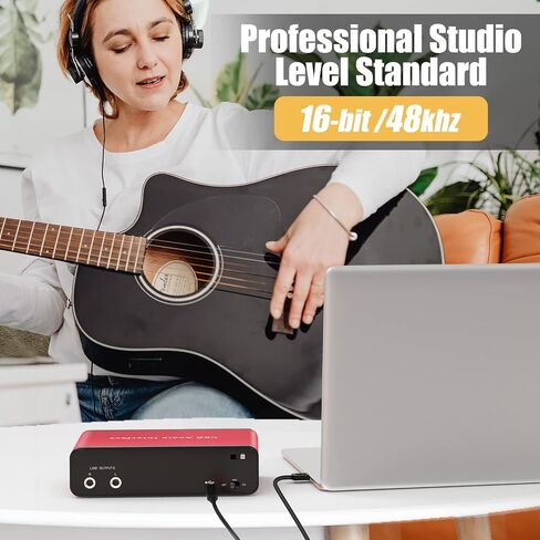 واجهة صوت USB لتسجيل الموسيقى، واجهة XLR مع طاقة فانتوم 48 فولت، TRS متوازن مع مضخم صوت سماعة الرأس، مكبر صوت ميكروفون AudioBox Preamps 48 فولت 2 قناة للكمبيوتر الشخصي/Win/Mac والبث الصوتي in Saudi Arabia