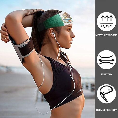6 قطع من عصابات الرأس الرياضية ذات العلم المكسيكي للرجال والنساء، عصابات رأس مرنة للعرق، عصابات رأس رياضية لليوجا والجولف وصالة الألعاب الرياضية والتخييم والجري والتنس in Kuwait