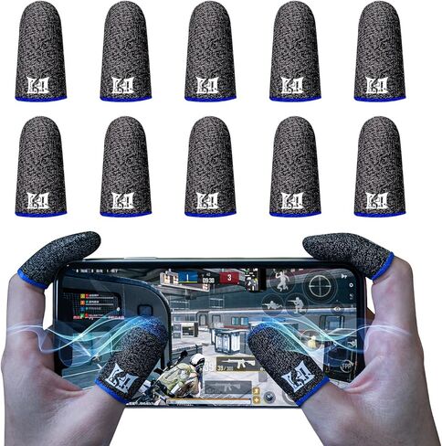 Finger Sleeve for Gaming,Seamless Thumb Finger Sleeve Silver Fiber Mobile Phone Gaming Finger Sleeves, Breathable & Sweatproof, for League of Legend, Pubg, Rules of Survival, Knives Out 10 Pack in Kuwait