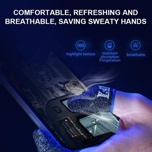 Finger Sleeve for Gaming,Seamless Thumb Finger Sleeve Silver Fiber Mobile Phone Gaming Finger Sleeves, Breathable & Sweatproof, for League of Legend, Pubg, Rules of Survival, Knives Out 10 Pack in Kuwait